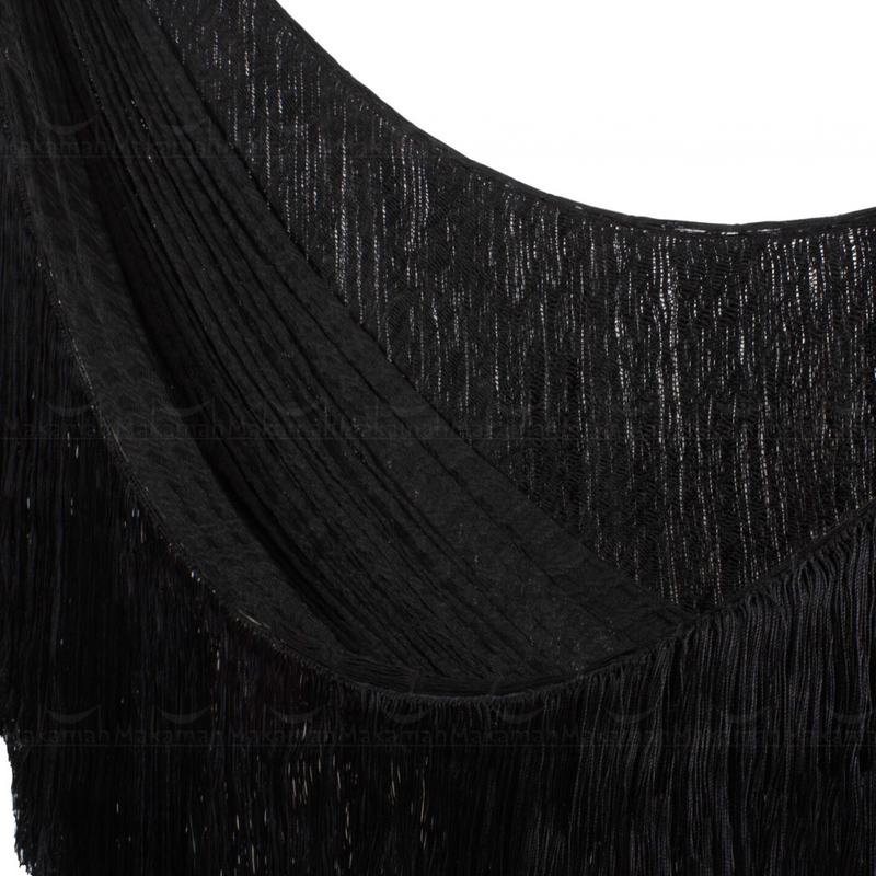 Hamaca con Flecos BOHO en Hilo Delgado Negra