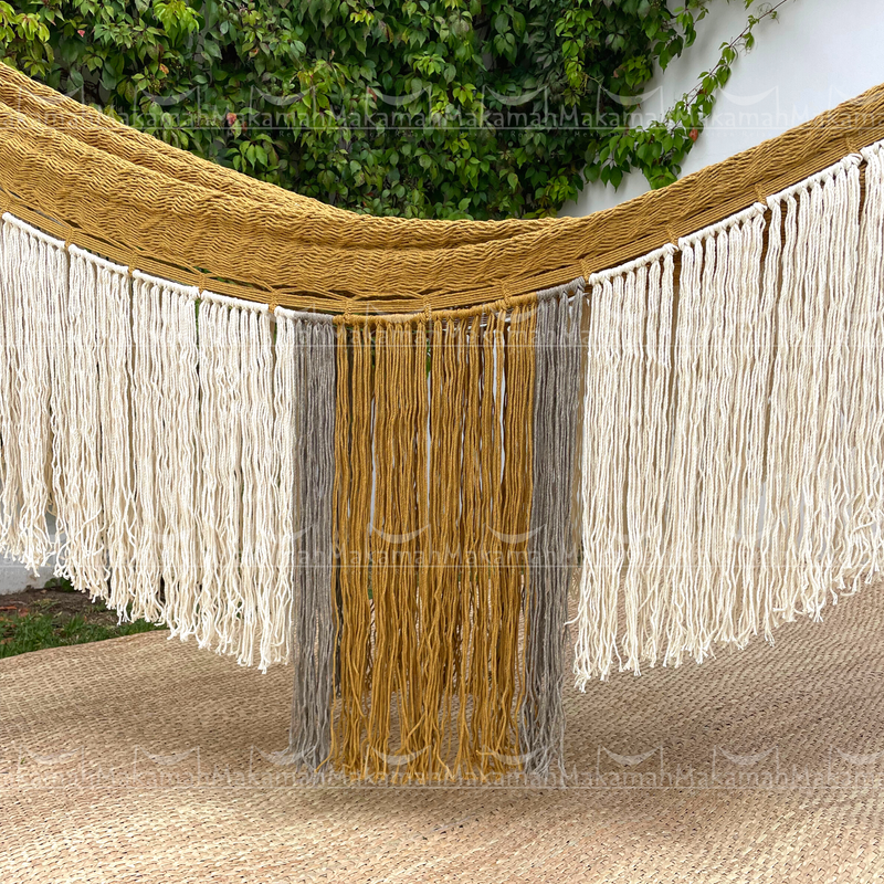 Hamaca con Flecos y Franjas Algodón BOHO