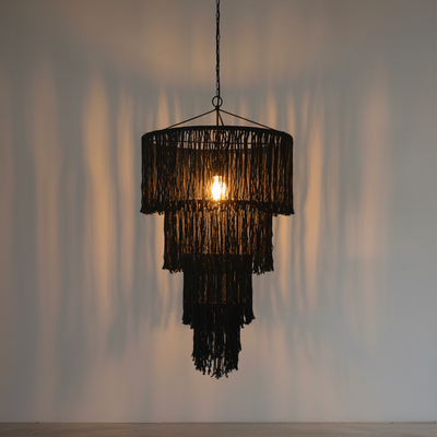 LÁMPARA TEJIDA DE FLECOS DE 4 PISOS