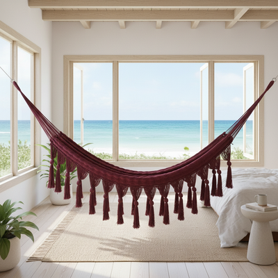 Hamaca BOHO con Borlas Vino